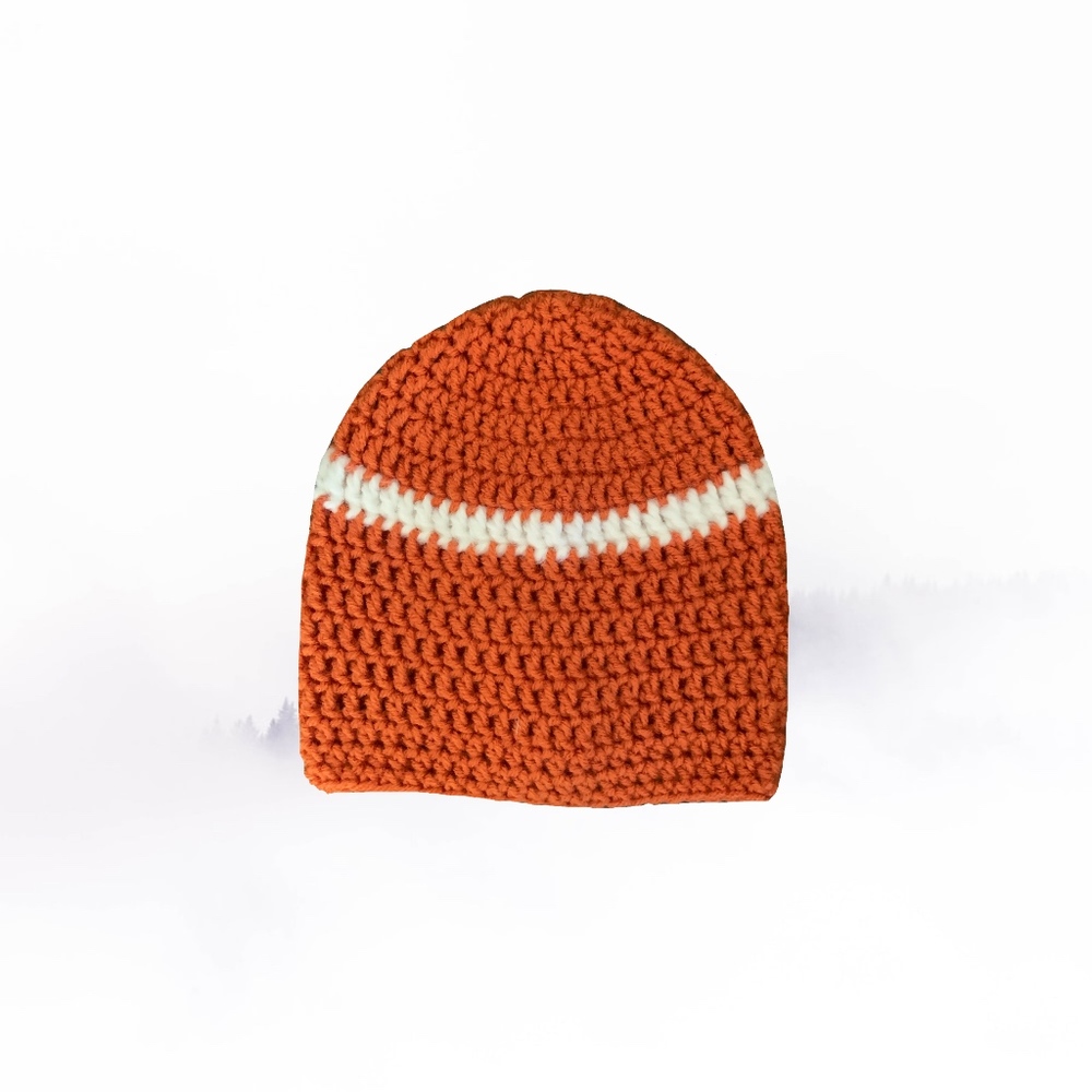 Adult's Orange and White Beanie